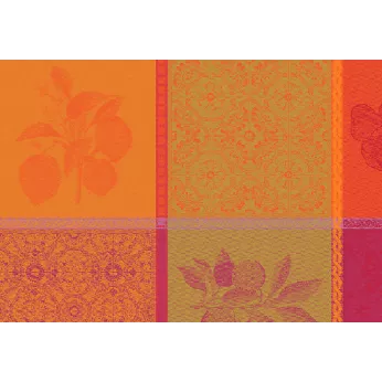 Set pur coton motif jacquard multicolore Mille tutti frutti sangria
