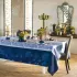 Tablecloth pure organic cotton stain repellent jacquard pattern blue Hortensias bleu
