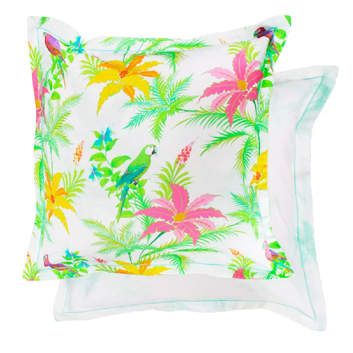 Taie d'oreiller satin de coton imprimé multicolore Paradisio summer