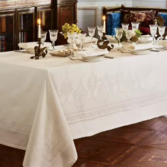 Tablecloth 100% cotton jacquard pattern ivory Beauregard ivoire