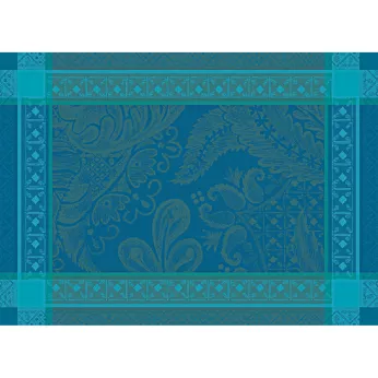 Tischset reine baumwolle fleckenschutz jacquard-muster blau Isaphire emeraude