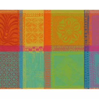 Table set 100% cotton jacquard pattern multicolor orange Mille wax creole