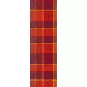 Chemin de table pur coton motif jacquard orange rouge Mille wax ketchup