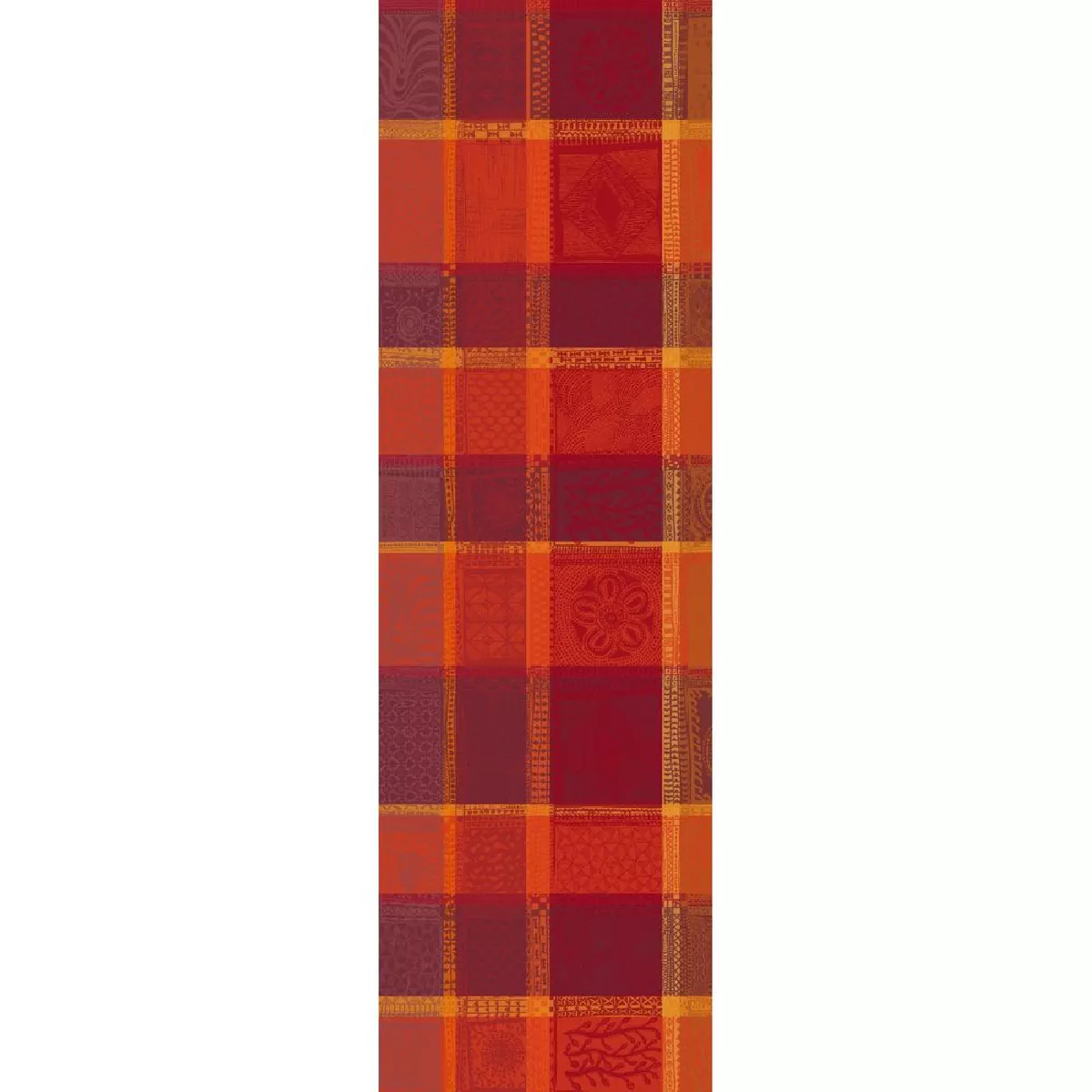 Table runner 100% cotton jacquard pattern red orange Mille wax ketchup