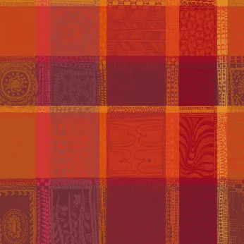 Serviette reine baumwolle jacquard-muster orange rot Mille wax ketchup