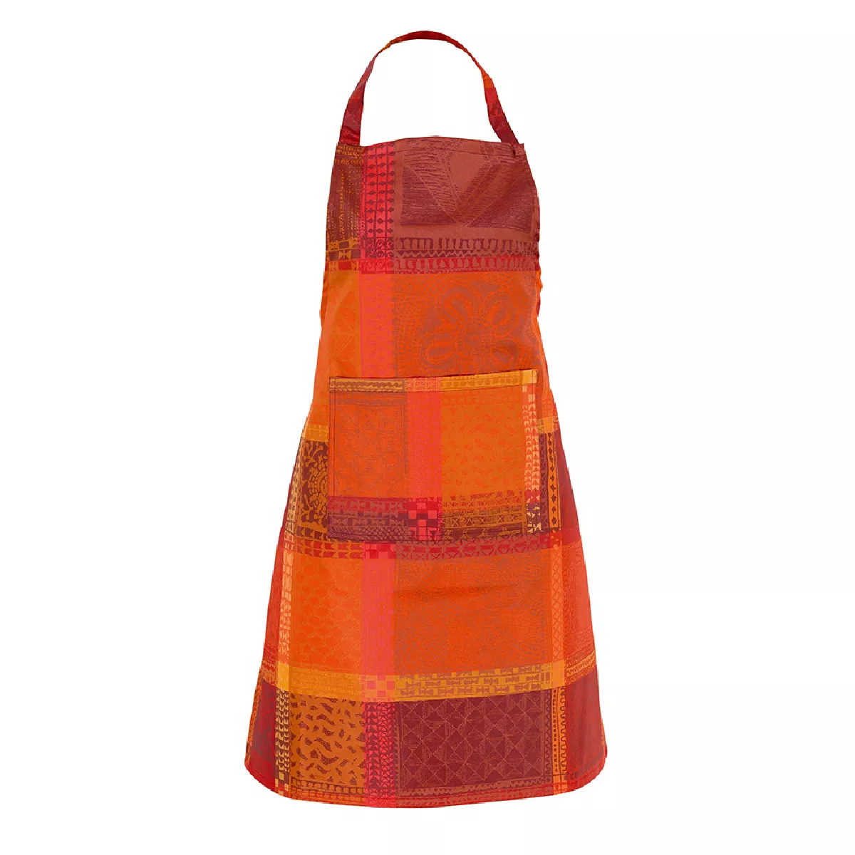 Apron 100% cotton jacquard pattern red orange Mille wax ketchup