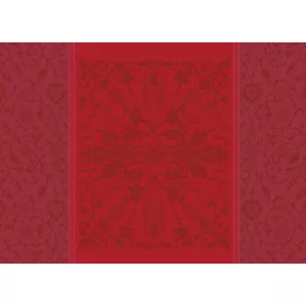 Set pur coton antitache motif jacquard bordeaux Cassandre grenat