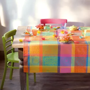 Tischdecke reine baumwolle jacquard-muster mehrfarbig orange Mille wax creole