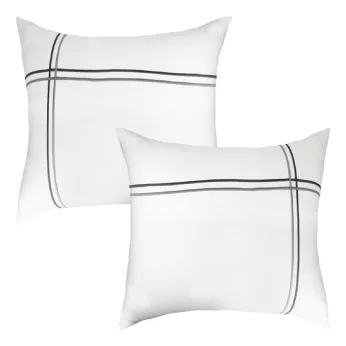 2 pillowcases cotton sateen plain set white Palais chic gris
