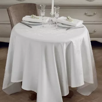 Tischdecke reine baumwolle fleckenschutz jacquard-muster weiß Comtesse blanc