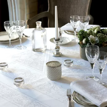 Tischdecke reine bio-baumwolle fleckenschutz jacquard-muster weiß Alexandrine neige