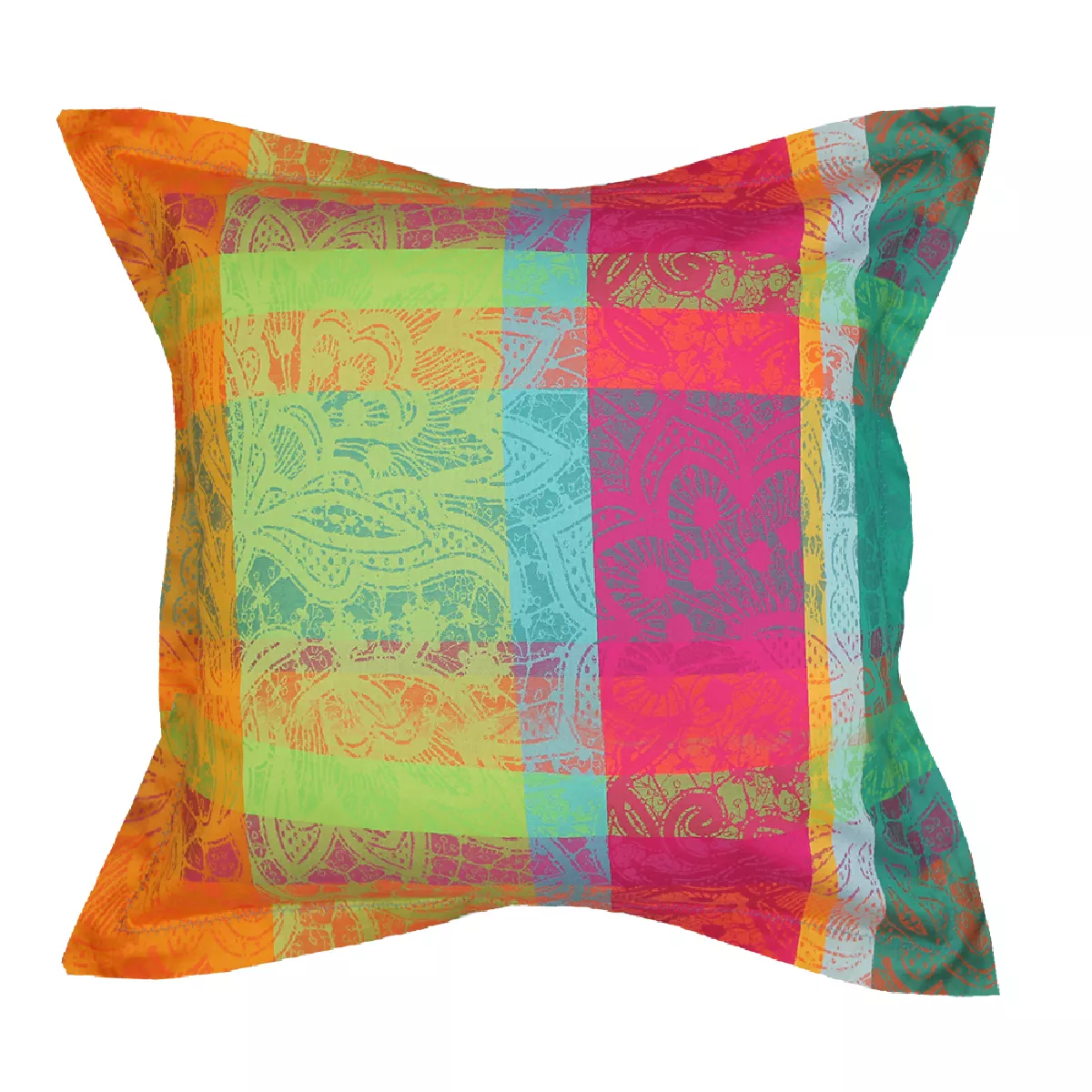 Kopfkissenbezug baumwollsatin jacquard-muster mehrfarbig Mille dentelles floralies
