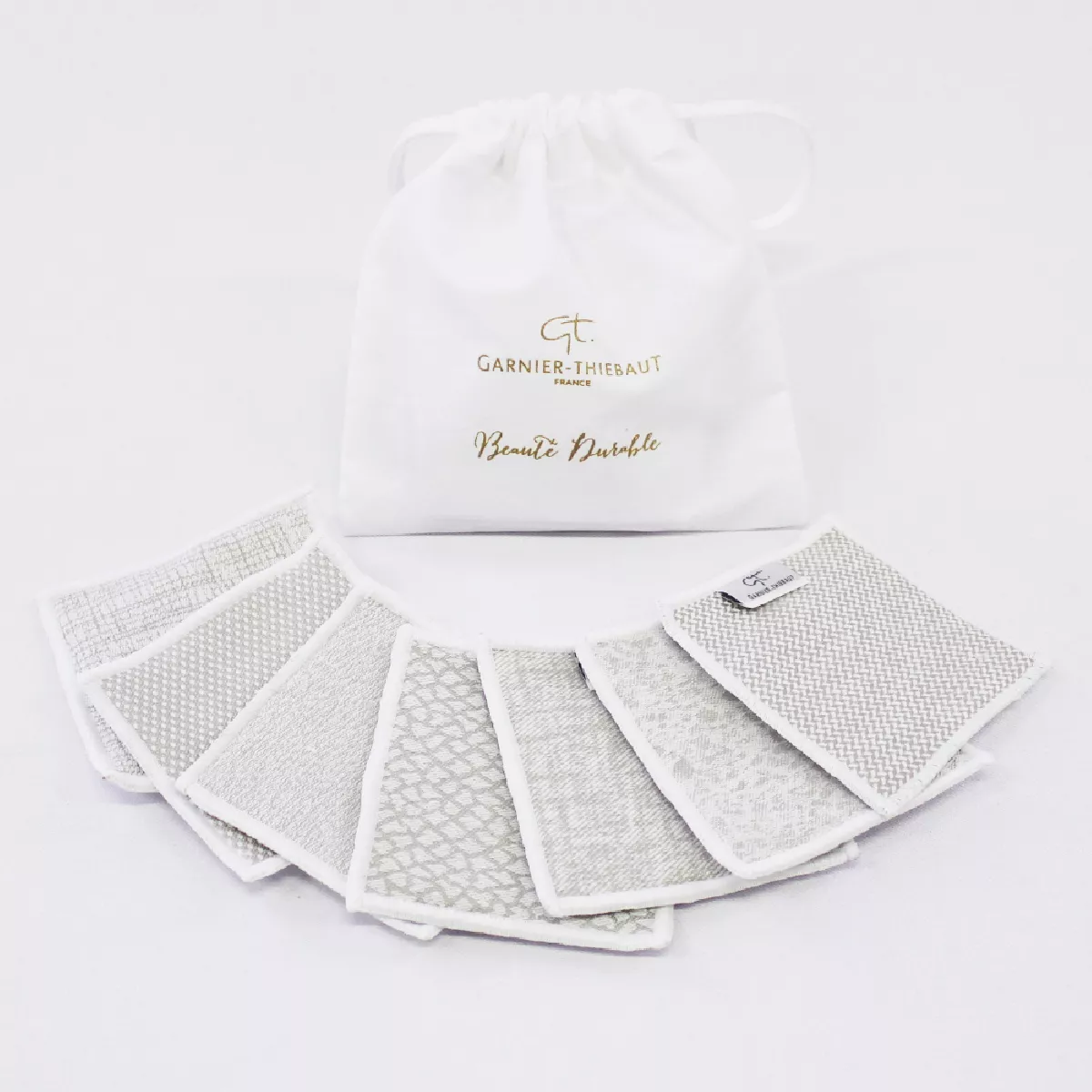 Carres demaquillants coton mélangé 300 g/m² motif jacquard beige Uni nacre