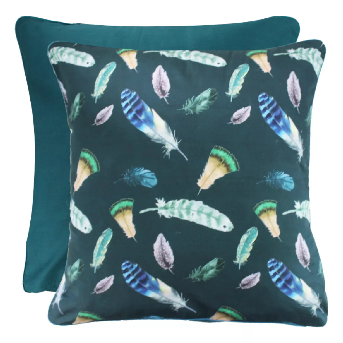 Pillowcase cotton sateen printed green Feathers green