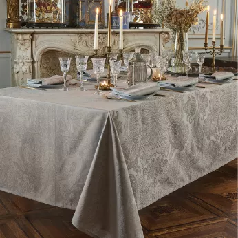 Nappe pur coton motif jacquard beige Mille isaphire beige
