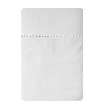 Drap plat satin de coton motif jacquard blanc Alula blanc