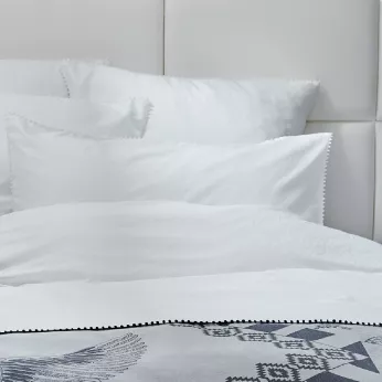Bettbezug baumwollsatin jacquard-muster weiß Alula blanc