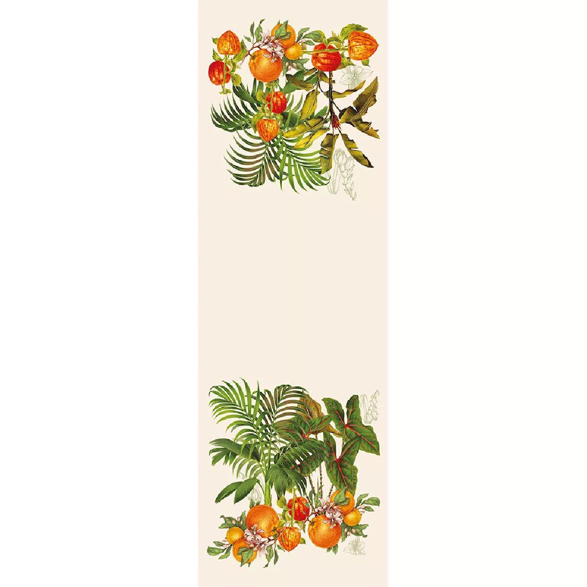 Table runner 100% linen prewashed 190 gsm printed multicolor Vintage garden natural