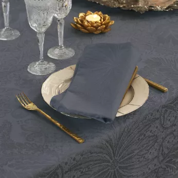 Tischdecke reine baumwolle beschichtet jacquard-muster grau Mille isaphire zinc