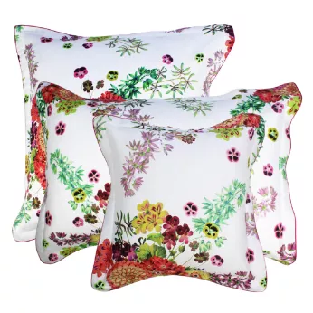 Pillowcase cotton sateen printed multicolor Bouquet de printemps floraison