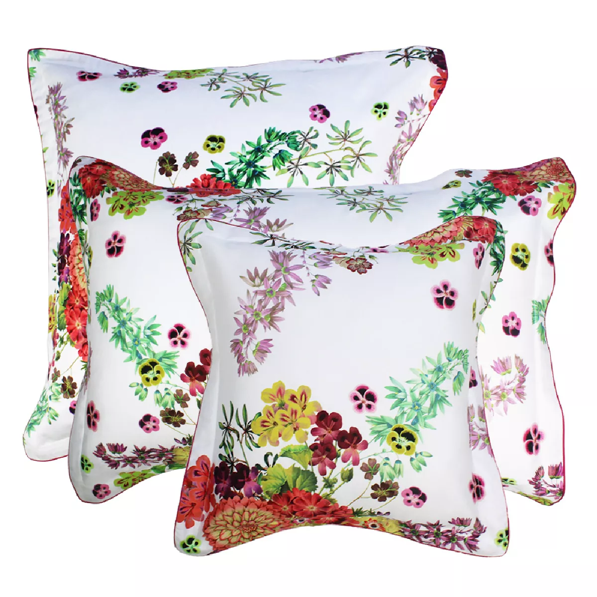 Taie d'oreiller satin de coton imprimé multicolore Bouquet de printemps floraison