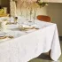 Tablecloth linen & cotton stain repellent jacquard pattern white Mille giverny blanc