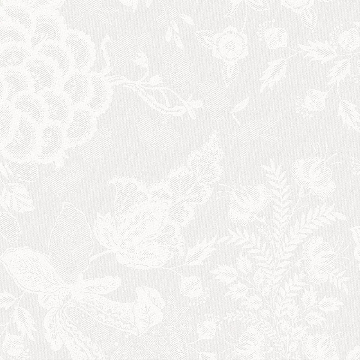 Serviette lin & coton antitache motif jacquard blanc Mille giverny blanc