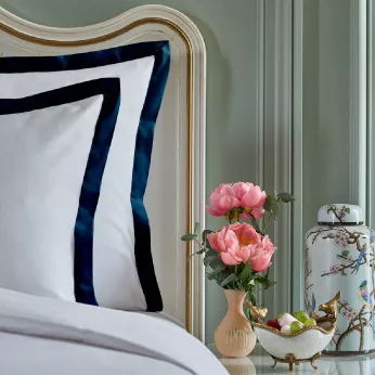 2 kopfkissenbezüge baumwollsatin unis weiß Suite heritage bleu