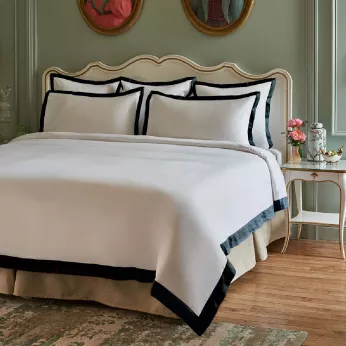 Bettbezug baumwollsatin unis weiß Suite heritage bleu