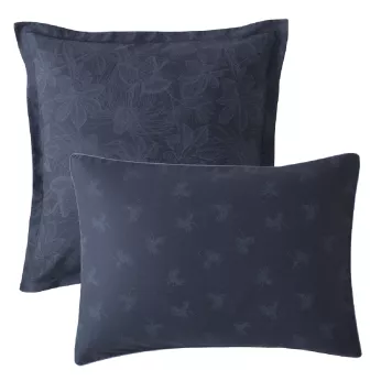 Kopfkissenbezug baumwollsatin bedruckt blau Marronniers bleu