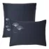 Taie d'oreiller satin de coton brodé bleu Pistil bleu nuit