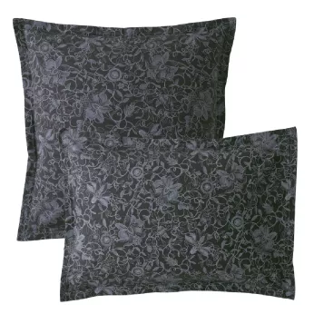 Taie d'oreiller percale de coton imprimé bleu Reve noir nocturne