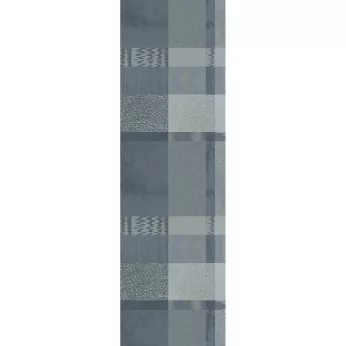 Chemin de table pur coton motif jacquard bleu gris Mille matieres orage