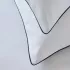 Lot de 2 taies satin de coton jeu d'unis blanc Suite grand luxe bleu