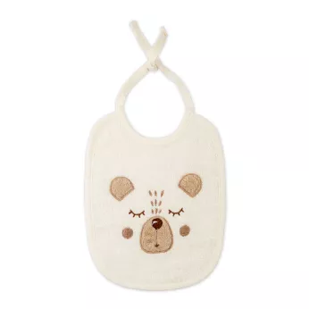 Lätzchen kinder reine baumwolle 420 g/m² bestickt beige Petit ours angora