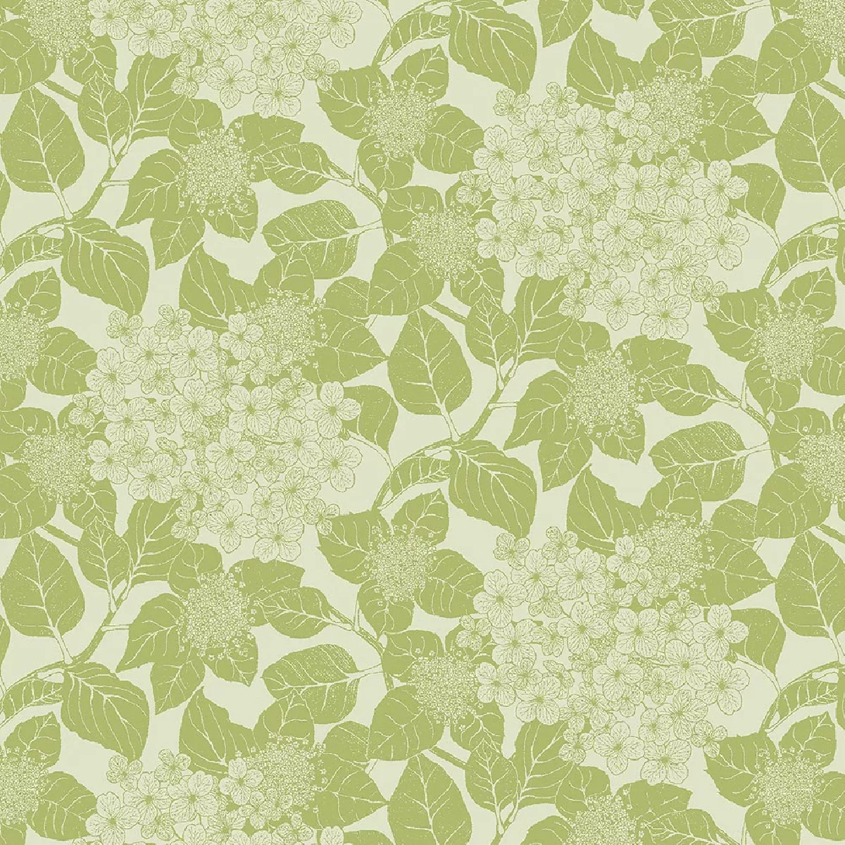 Napkin 100% cotton jacquard pattern green Mille hortensias vert