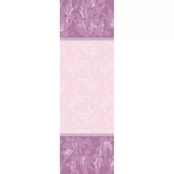 Table runner 100% cotton stain repellent jacquard pattern purple Glycines parme