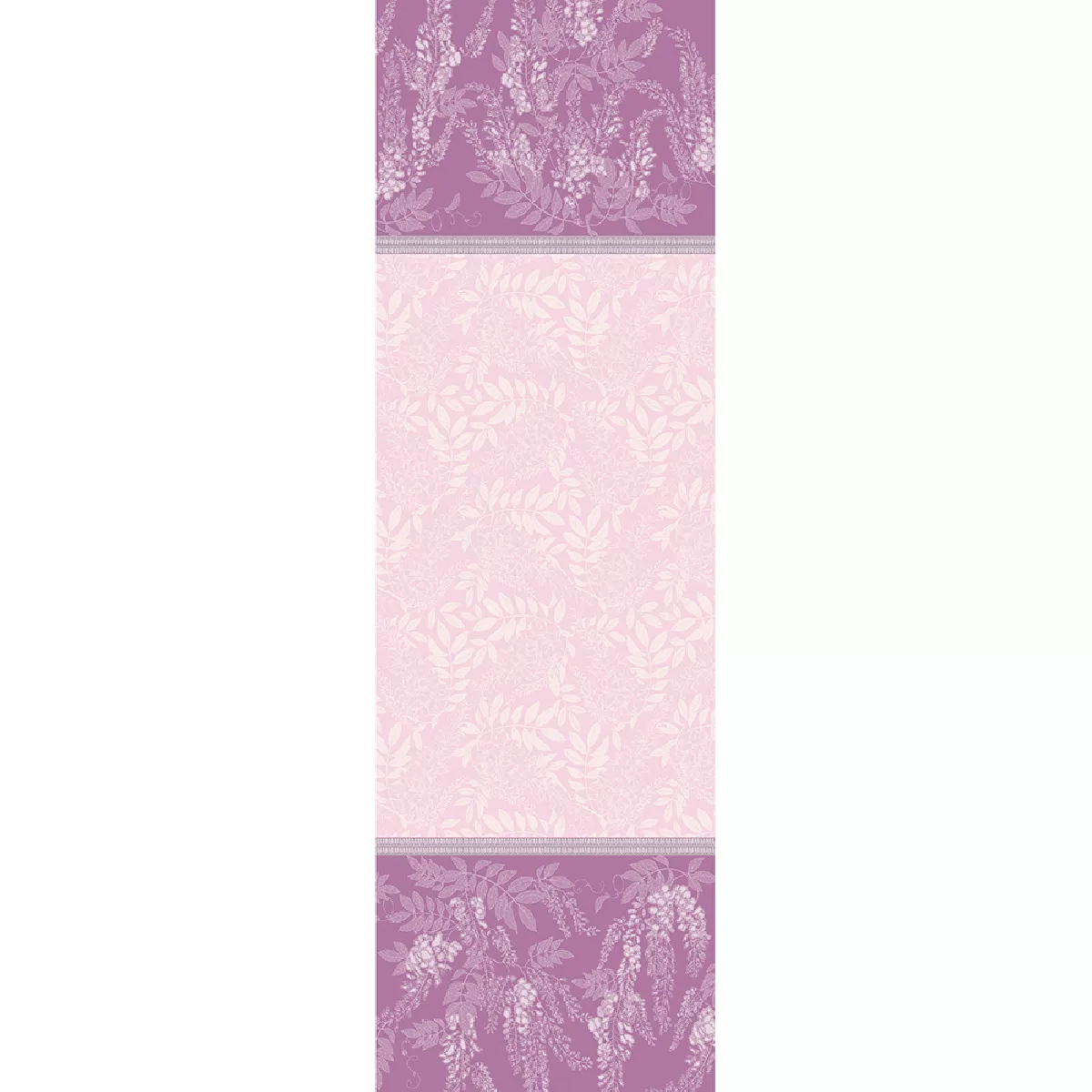 Chemin de table pur coton antitache motif jacquard violet Glycines parme
