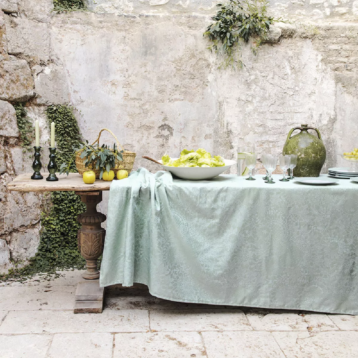 Tischdecke reine baumwolle jacquard-muster grün Mille guipures jade