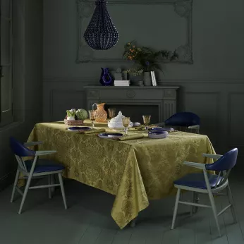 Tablecloth 100% cotton jacquard pattern gold Mille isaphire vermeil