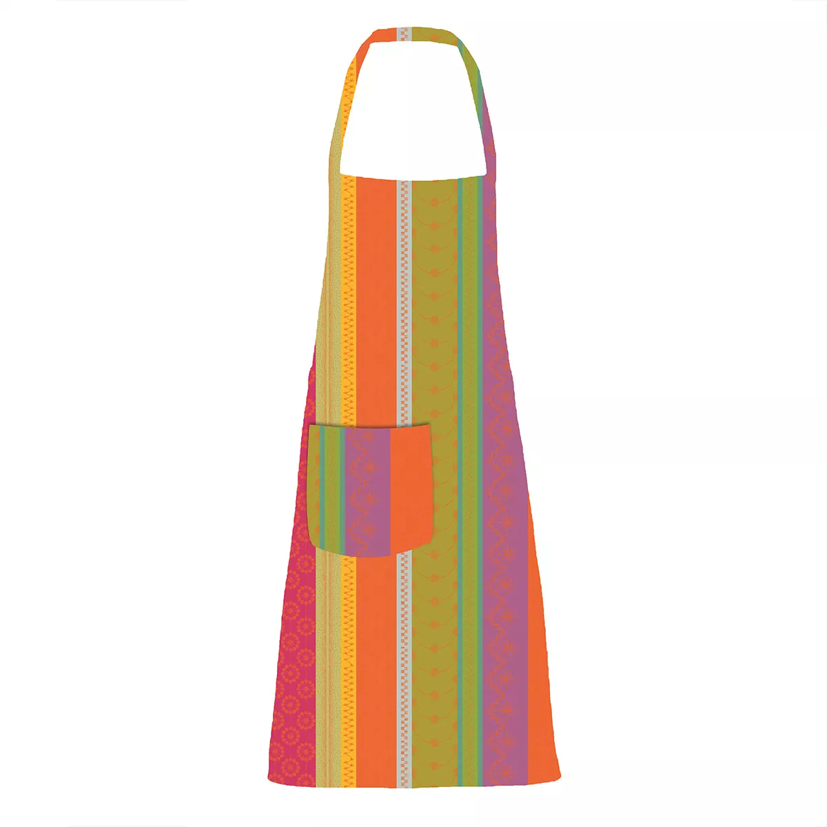 Apron 100% cotton coated jacquard pattern orange green Mille broderies samba