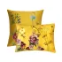 Taie d'oreiller satin de coton imprimé jaune Mesanges curry