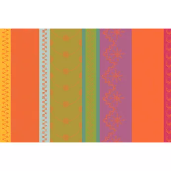 Table set 100% cotton jacquard pattern green orange Mille broderies samba
