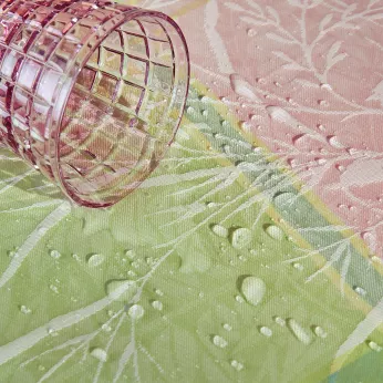 Tischdecke reine baumwolle beschichtet jacquard-muster rosa grün Mille printemps eclosion