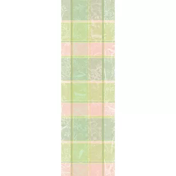 Table runner 100% cotton jacquard pattern pink green Mille printemps eclosion