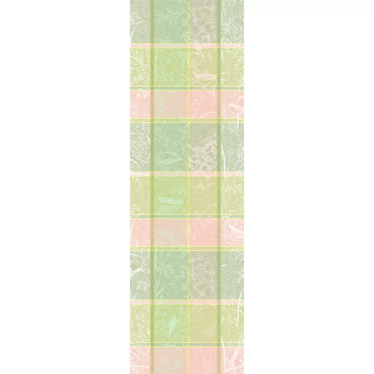Table runner 100% cotton jacquard pattern pink green Mille printemps eclosion