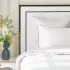 Parure de lit satin de coton jeu d'unis blanc Suite grand luxe bleu