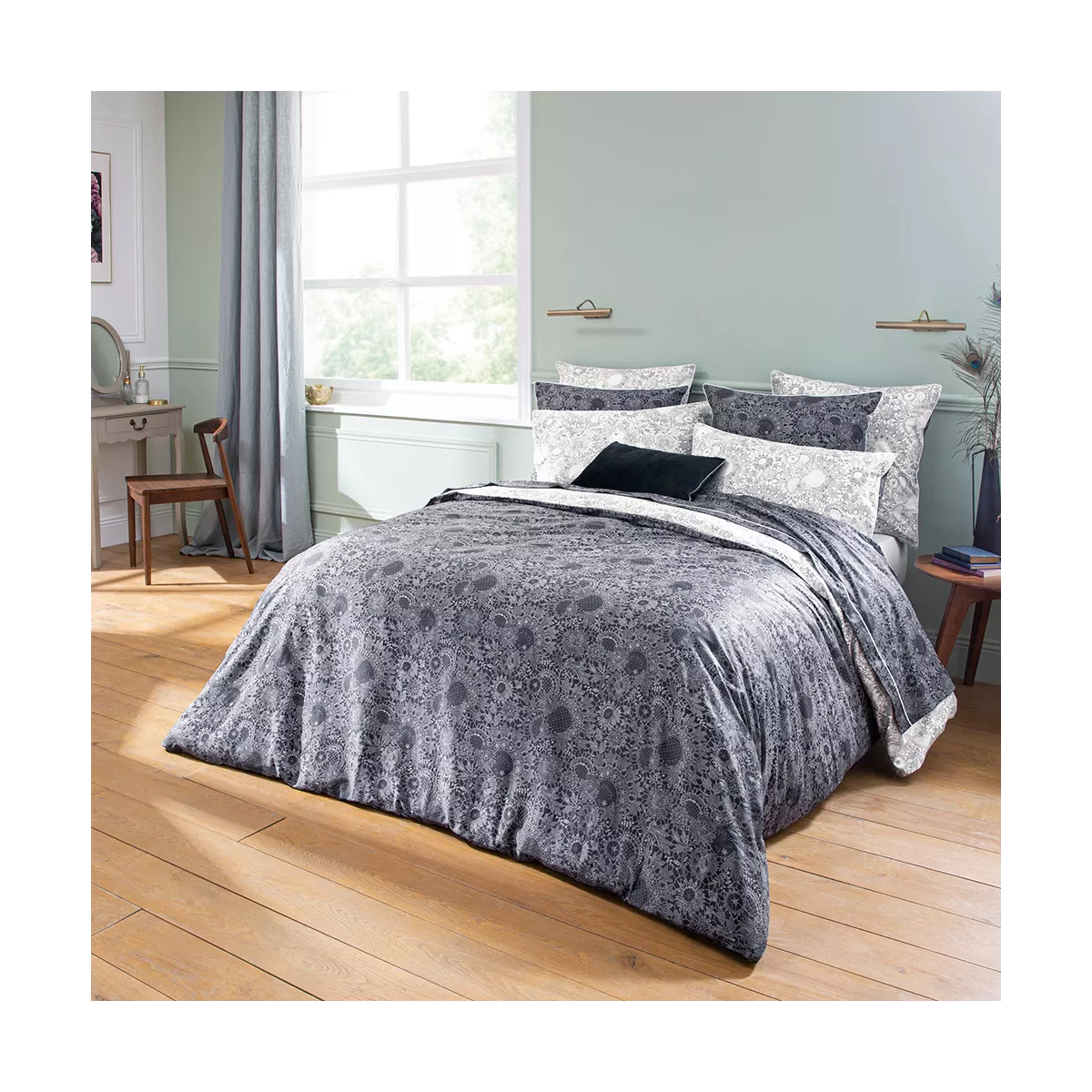 Eddie Bauer Baumwollperkal Bettlaken-Set King - Knackiges Karomuster In Navy, 3-teilig