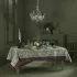 Linge de table pur coton motif jacquard vert Mille botanique mousse