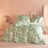 Parure de lit satin de coton imprimé multicolore vert Foliage vert d'eau